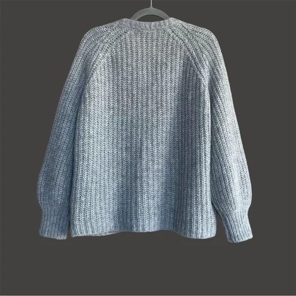 SEZANE BLOGGER FAVE Gray Alpaca Wool Oversized Cardigan Sweater Emile Jumper L - Picture 12 of 16